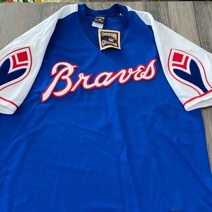 NWT ATLANTA BRAVES COOPERSTOWN COLLECTION BLUE JERSEY #44 XL